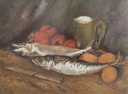 Still life with mackerels,Lemons and Tomatoes (nn04) Vincent Van Gogh